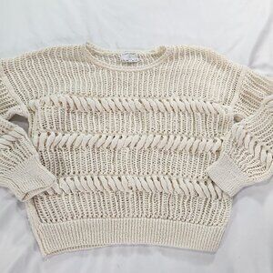 Absolutely Creative Worldwide Cream Open-Knit Scoop Neck Sweater